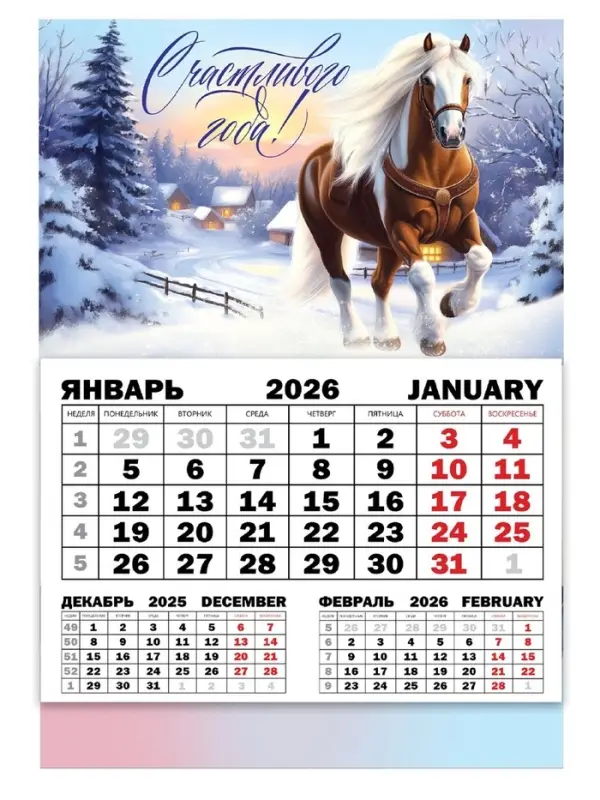 Календарь квартальный моно Календарь квартальный моно "Счастливого года" 30 х 46 см