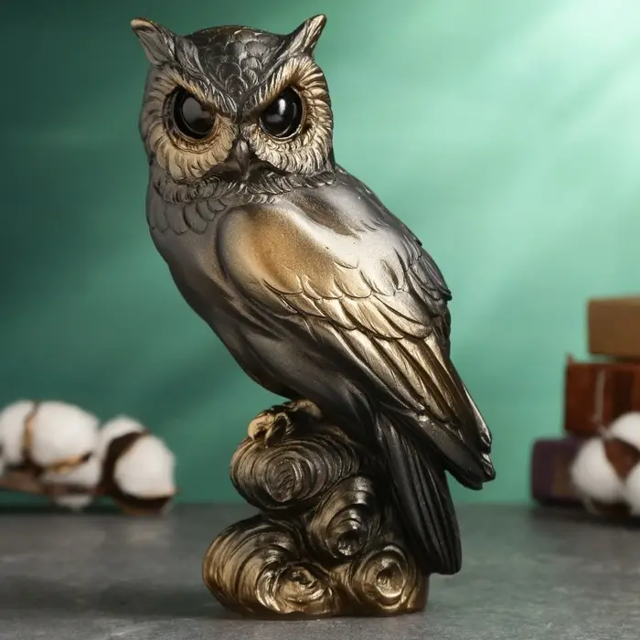 Фигурка гипс &laquo;Сова&raquo;, бронза, 10&times;22&times;8 см