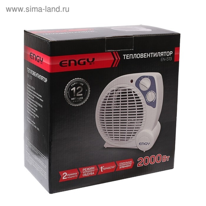Тепловентилятор ENGY EN-513, спиральный, настольный, 2000 Вт, 3 режима, белый Тепловентилятор ENGY EN-513, спиральный, настольный, 2000 Вт, 3 режима, белый