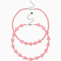 Бусы детские «Выбражулька. Звезды», набор 2 шт. розовые