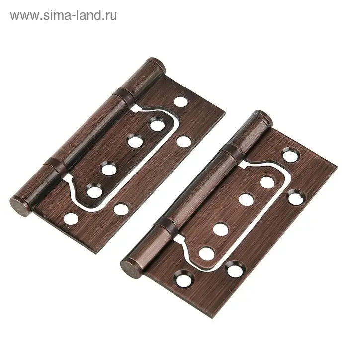 Петля-бабочка ТУНДРА, 100&times;70&times;2.0 мм, универсальная, без врезки, цвет медь, 2 шт.