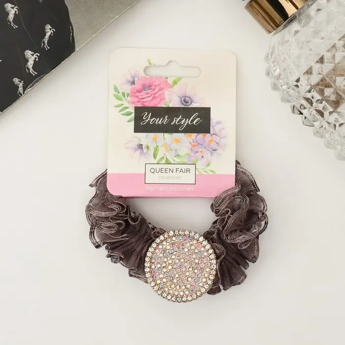 Резинка для волос Резинка для волос "Мюриэль" волны круг, 5 см, серый