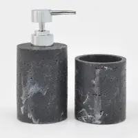 Набор для ванной "Мрамор" 3 предмета (дозатор для мыла, стакан, мыльница), цвет черный