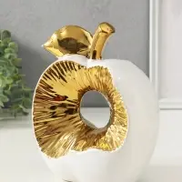 Сувенир керамика "Срез яблока" белый с золотом 11х18х22 см Сувенир керамика "Срез яблока" белый с золотом 11х18х22 см