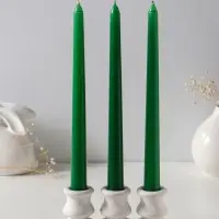 Набор свечей античных 25 см, 3 шт., 58 г, 7 ч, зелёный
