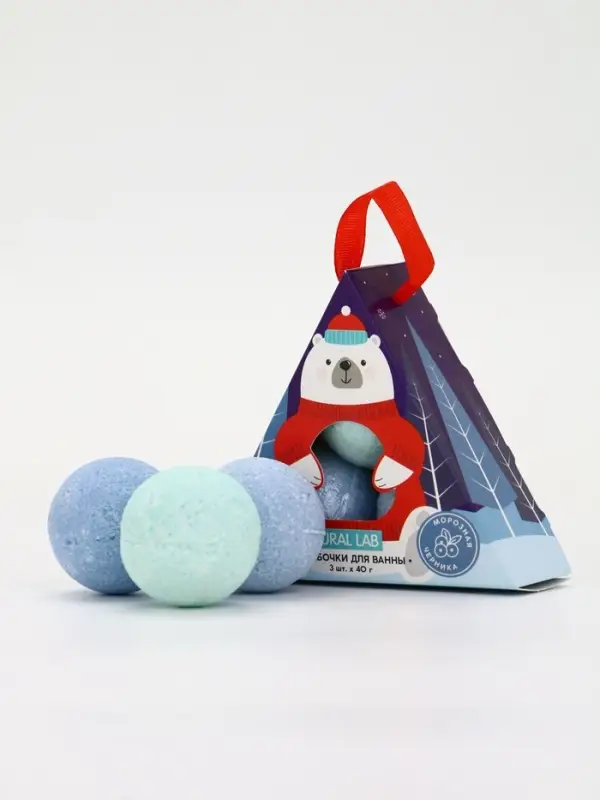 Бомбочки для ванны &laquo;Мишка&raquo;, 3 шт. &times; 40 г, морозная черника, URAL LAB