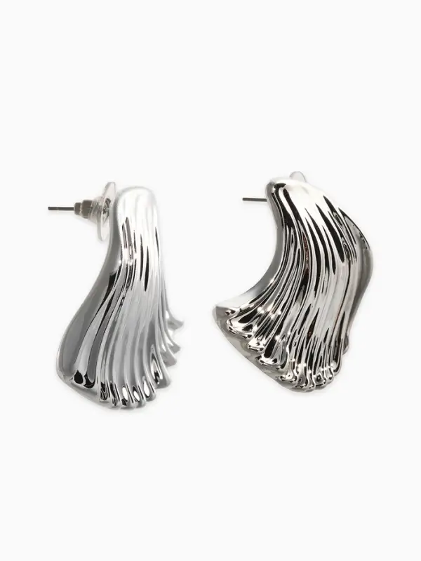 Серьги &laquo;Волна&raquo;, цвет серебро
