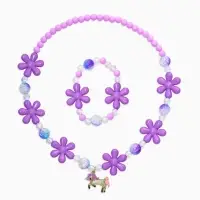 Набор детский "Выбражулька" 2 пред-а: бусы, браслет, единорог, фиолетовый