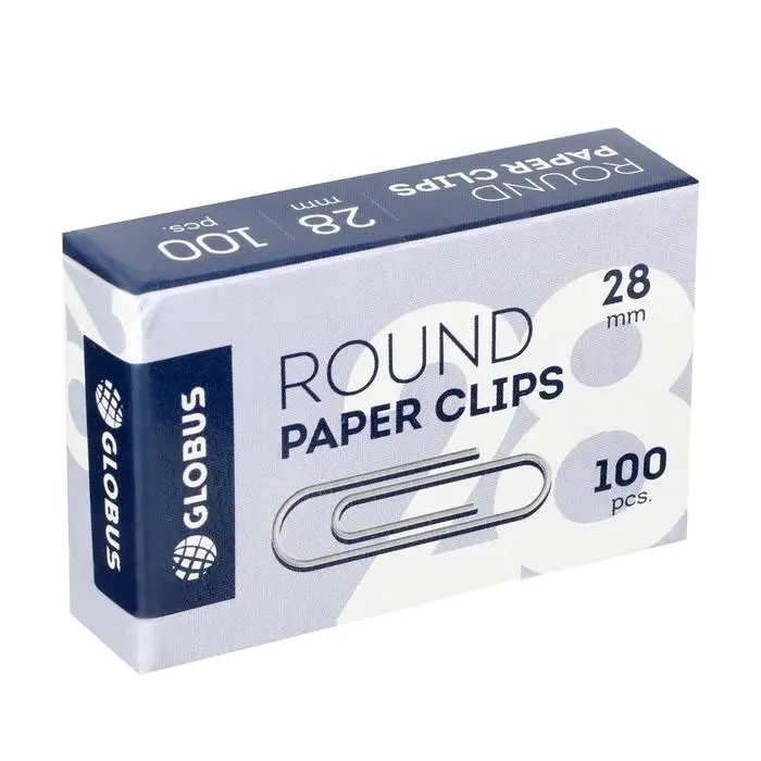 Скрепки канцелярские GLOBUS, 28 мм, 100 шт., без покрытия Скрепки канцелярские GLOBUS, 28 мм, 100 шт., без покрытия