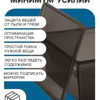 Ящик пластиковый для хранения, с крышкой, объём &mdash; 10 л, прозрачно-чёрный