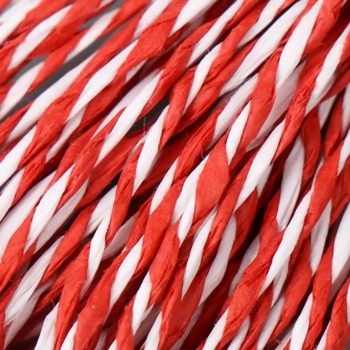 Пряжа 100% целлюлоза "Softino Raffia Color Melange" кручёная, красно-белая 10м