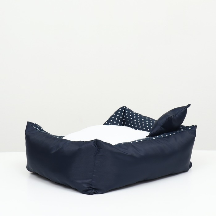 Лежанка со звездочками , 50 х 40 х 15 см, подушка из бязи, флиса, Лежанка со звездочками , 50 х 40 х 15 см, подушка из бязи, флиса,