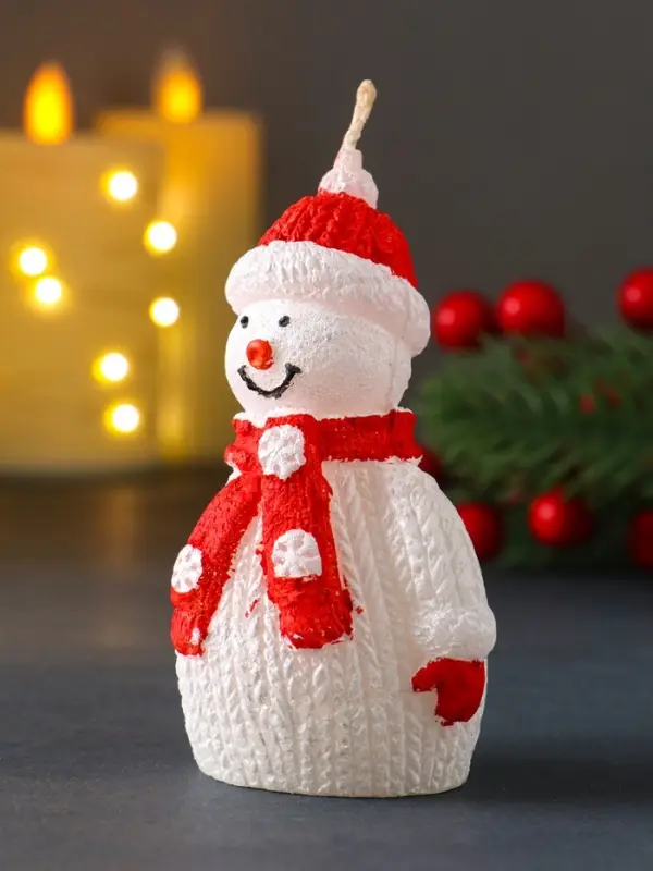 Свеча  Свеча "Снеговик", красный