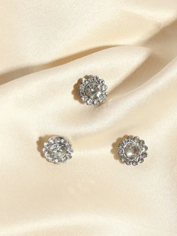 Набор кабошонов со стразами, пришивные, d=9.3 мм, 20 шт., цвет серебряный