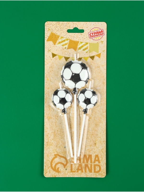 Набор свечей в торт Набор свечей в торт "Футбольные мячи", 3 шт, на шпажке