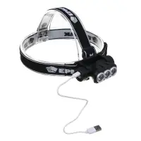 Фонарь налобный тм ЕРМАК, 3 LED, 1200мАч, 3 режима, 8,3х3,8х5,4см, USB кабель, пластик