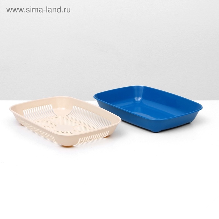 Туалет округлый с сеткой 33,5 х 25 х 6 см, бежевый/синий Туалет округлый с сеткой 33,5 х 25 х 6 см, бежевый/синий