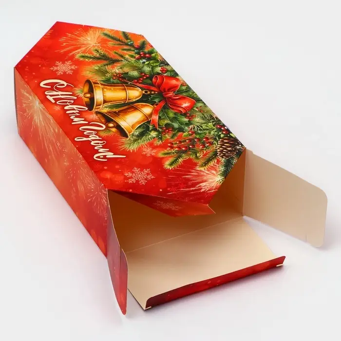 Подарочная коробка - конфета новогодняя складная «Новогодний Венок», 14×22×8 см