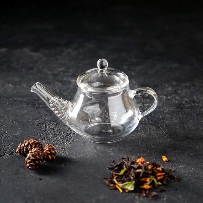 Чайник заварочный «Дамбо», 100 мл, стекло, с металлическим ситом, прозрачный Чайник заварочный «Дамбо», 100 мл, стекло, с металлическим ситом, прозрачный