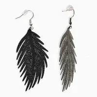 Серьги металл &laquo;Папоротник&raquo;, листочек чёрные