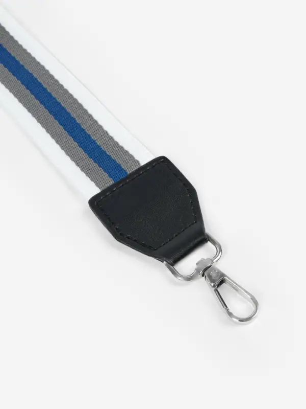 Ручка для сумки, стропа с кожаной вставкой, 140&times;3.8 см, белая, синяя