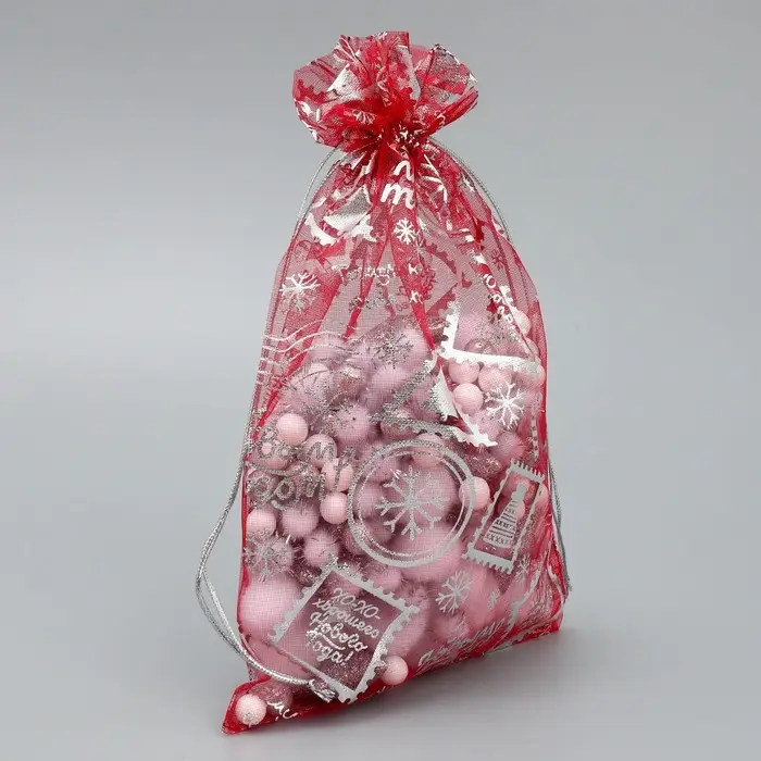 Мешочек подарочный органза «Новогодняя почта», 16 х 24 см +/- 1.5 см Мешочек подарочный органза «Новогодняя почта», 16 х 24 см +/- 1.5 см