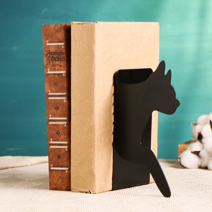 Держатель-подставка для книг  Держатель-подставка для книг "Кот", черный, 1шт