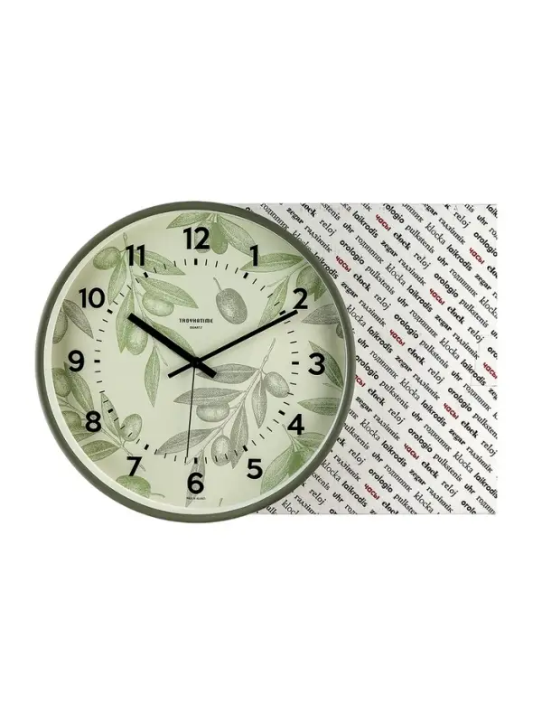 Часы настенные классические &laquo;Цветы&raquo;, d=30.5 см, зелёные