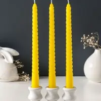 Набор свечей витых 25 см, 3 шт., 57 г, 5 ч, жёлтый