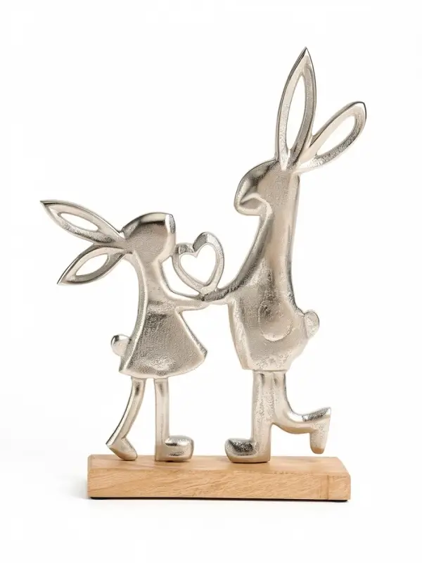 Сувенир интерьерный &laquo;Влюбленные кролики&raquo;, 26&times;6&times;36 см, алюминий, дерево
