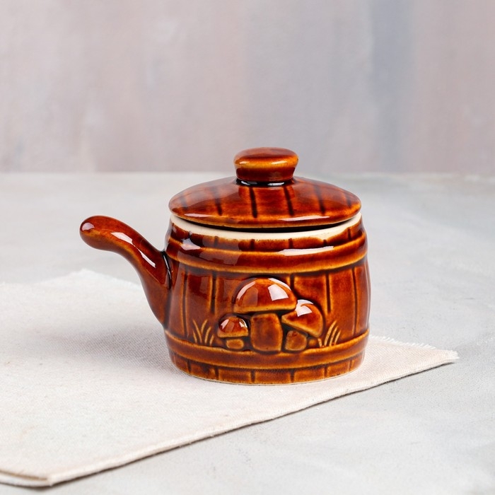 Кокотница с крышкой  Кокотница с крышкой "Бочка", керамика, 0.2 л