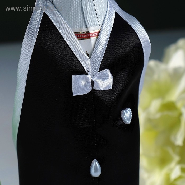 Украшение на шампанское Украшение на шампанское "Свадебный вальс" белое