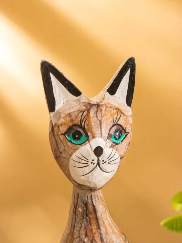 Сувенир интерьерный "Кошачья семья" (набор 3 шт: 30,25 и 20 см) дерево, цв. белый