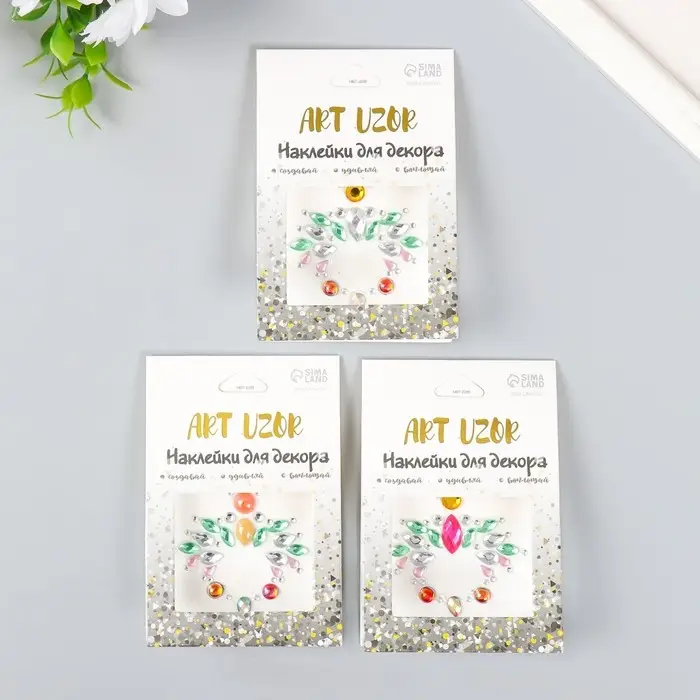 Наклейка пластик стразы Наклейка пластик стразы "Украшение. Тиара" МИКС 5,6х6,2 см