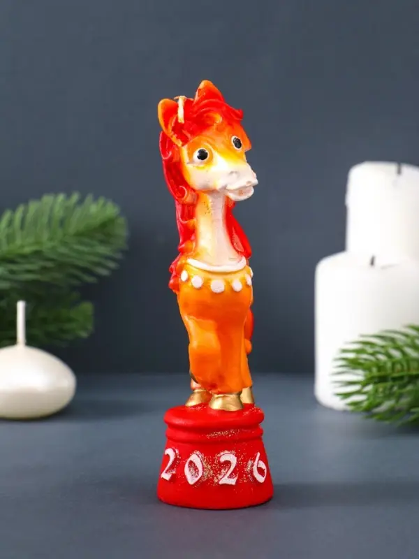 Свеча фигурная "Лошадка на тумбе" 4,5х4,5х13,5 см, цв. золотой