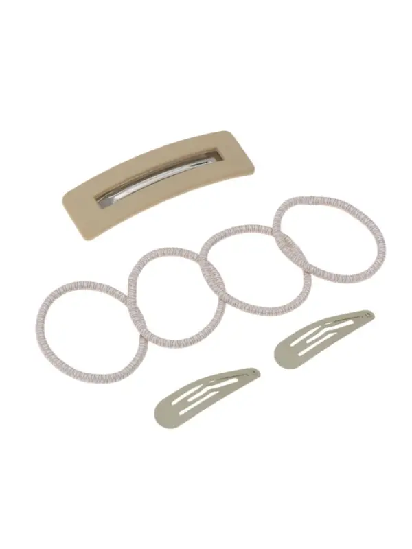 Набор для волос QF &laquo;Элери&raquo;, 4 резинки 6.5 см, заколка - автомат 8 см, 2 заколки 4.5 см, бежевый