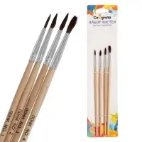 Набор кистей для рисования, пони, 4 штуки: № 1, 2, 3, 4, круглые, деревянная ручка, международный размер