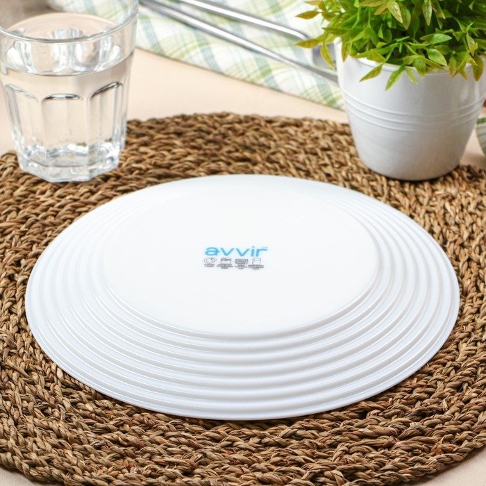 Тарелка обеденная Avvir Carve, d=23 см, стеклокерамика, цвет белый Тарелка обеденная Avvir Carve, d=23 см, стеклокерамика, цвет белый