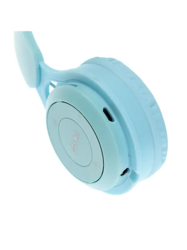 Наушники детские, беспроводные, накладные, с ушками зайца, Y08R, Bluetooth 5.1, с микрофоном, с подсветкой, 400 мАч, синий