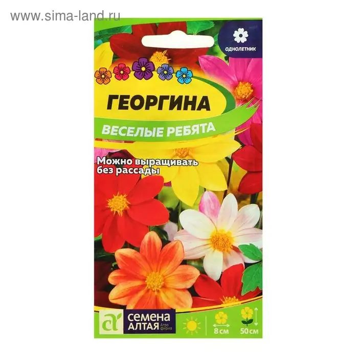 Семена цветов Георгина  Семена цветов Георгина "Веселые Ребята", ц/п,  О, 0,2 г.