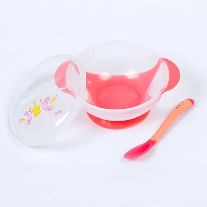 Тарелка M&B &laquo;Наша принцесса&raquo; 350 мл, на присоске, в наборе крышка, ложка, розовая