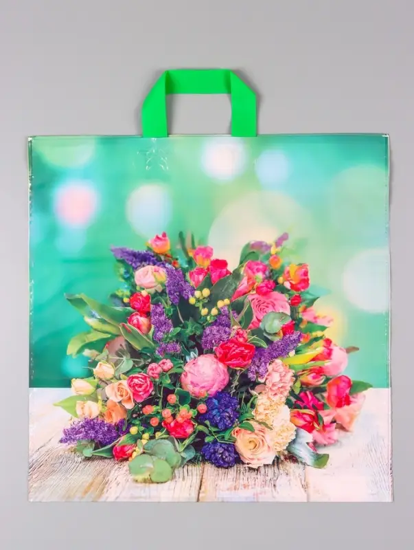Пакет &laquo;Цветочная композиция&raquo;, полиэтиленовый с петлевой ручкой, 45&times;45 + 3 см, 60 мкм