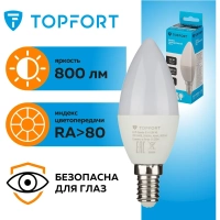 Лампа светодиодная Topfort E14 10W 4000K свеча