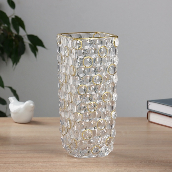 Ваза стекло настольная  Ваза стекло настольная "Альма галант" круги, 24х10 см, прозрачный