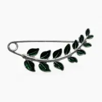 Булавка &laquo;Веточка лиственная&raquo;, 6.5 см, зелёная в серебре
