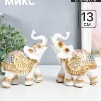 Фигурка полистоун &laquo;Белый слон в золотой богатой попоне&raquo;, 6&times;11&times;13 см, МИКС