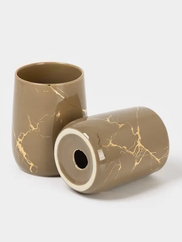 Набор аксессуаров для ванной комнаты SAVANNA &laquo;Гроза&raquo;, 4 предмета, мыльница, дозатор для мыла, 2 стакана, коричневый