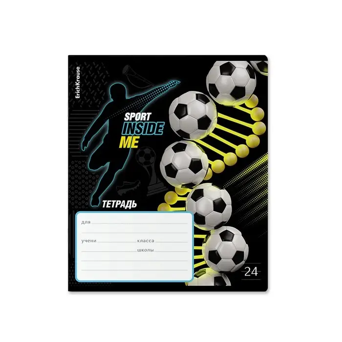 Тетрадь 24 листа в линейку, ErichKrause Sport DNA, обложка мелованный картон, УФ-лак, блок офсет 100% белизна, МИКС