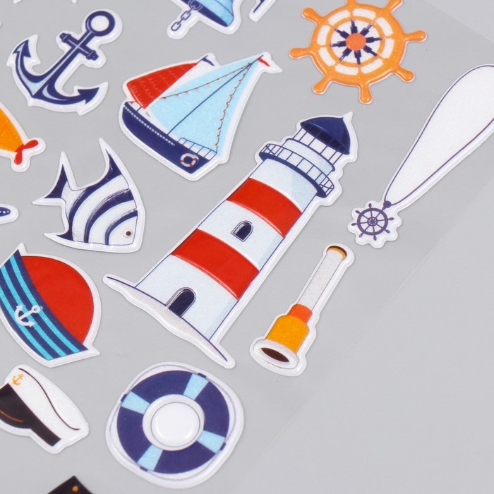 Наклейка пластик Наклейка пластик "Моряк/Космонавт" с блёстками МИКС 14х25 см