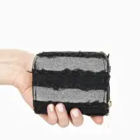 Кошелёк женский на молнии 8.5&times;2&times;11 см, джинсовый, чёрный